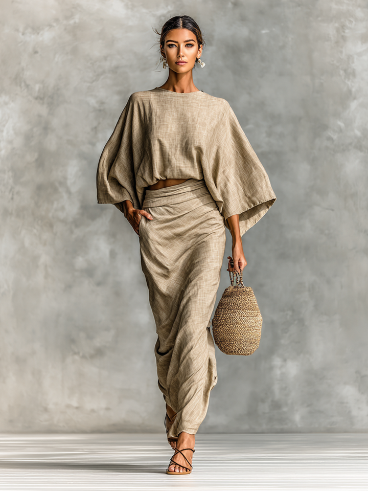 Selene | Soft Batwing Top and Maxi Skirt Two-Piece Set