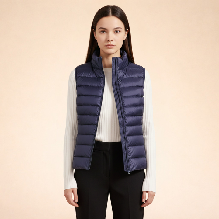 Women's Ultralight Down Vest | Lightweight Padded Gilet with Stand-Up Collar | Slim Fit Quilted Nylon Bodywarmer for Layering