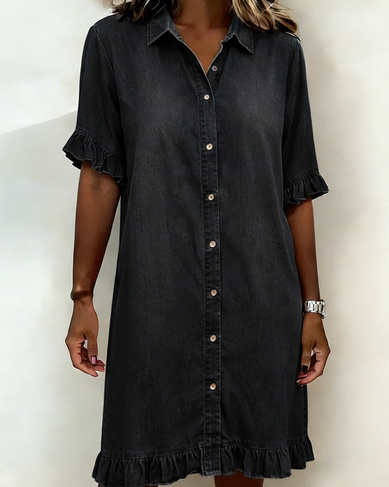Belinda| Comfortable denim dress with flattering ruching