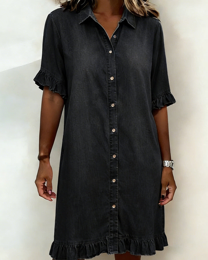 Belinda| Comfortable denim dress with flattering ruching