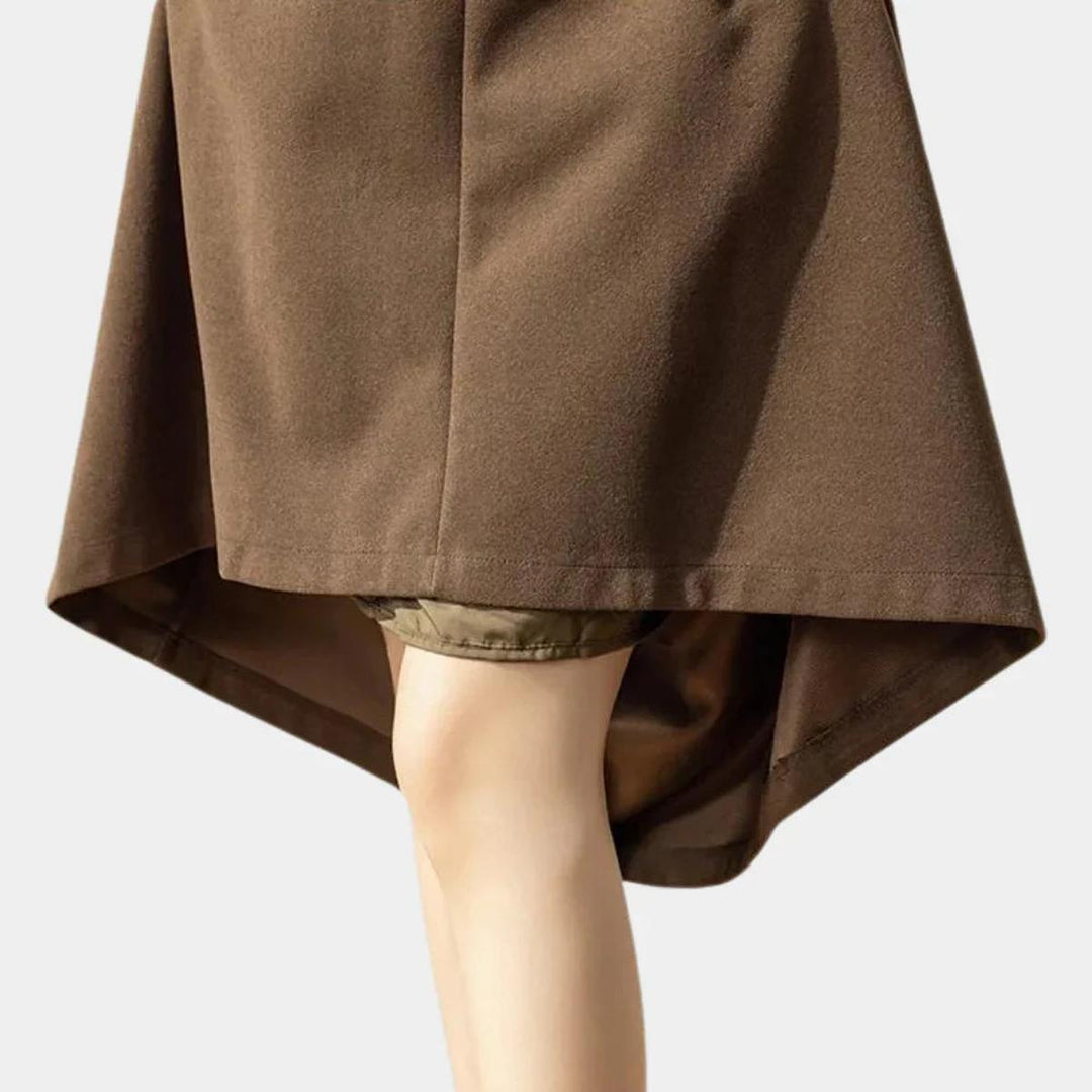 Evelyn A-Line Stretch Wool Skirt at Ankle Length for Women