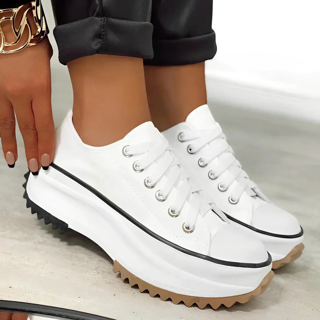 Starry Heel Chunky Sole Sneakers in Beige - Stylish Women's Footwear