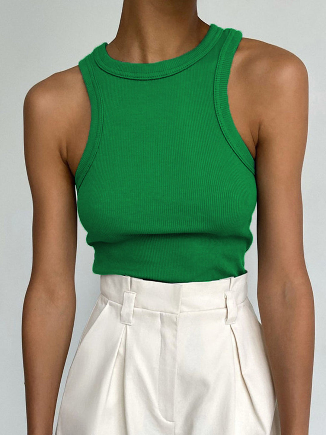 Textured Short Sleeveless Tee