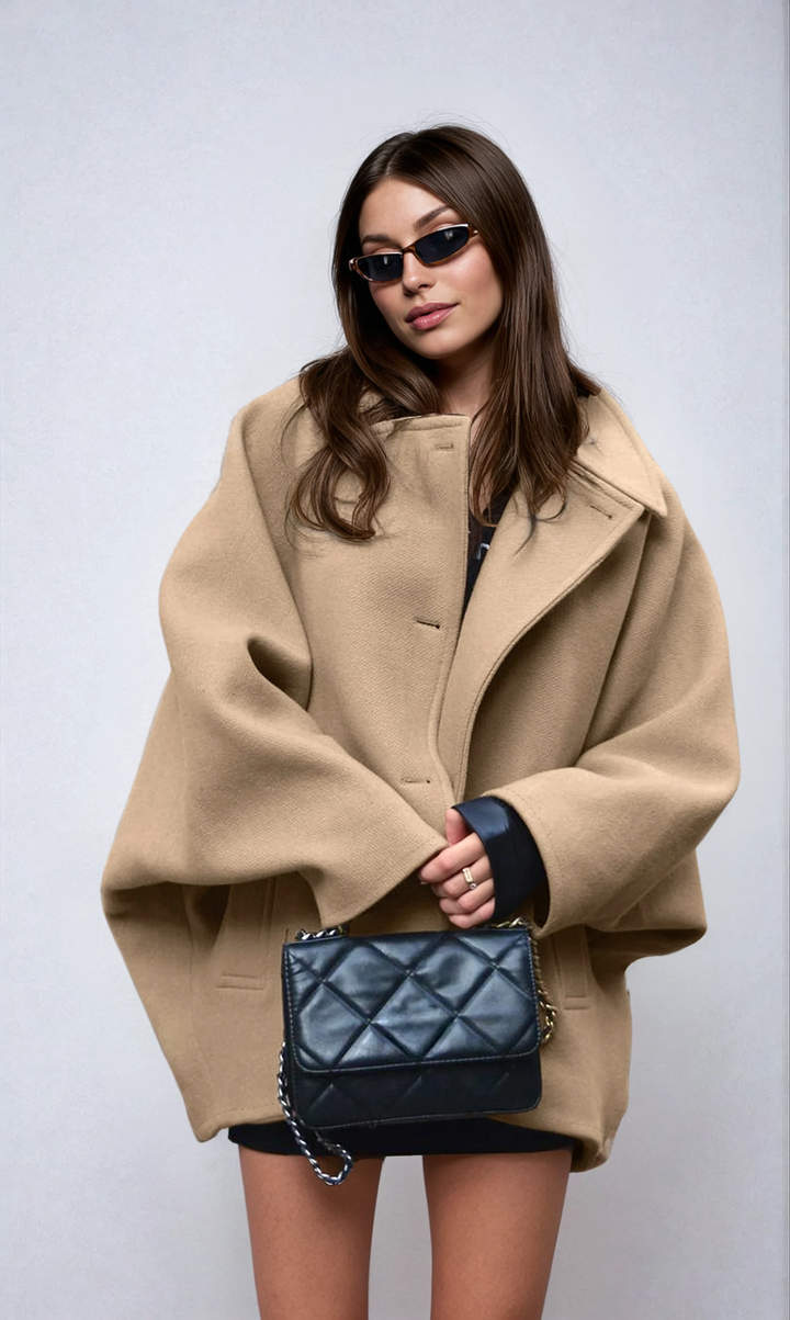 Catherine's Cozy Wool-Blend Long Coat with Button Front