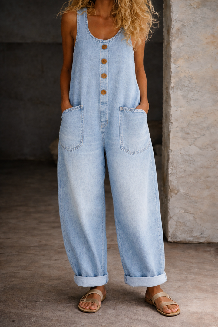 Sadie | Vintage Washed Cotton Denim Overalls