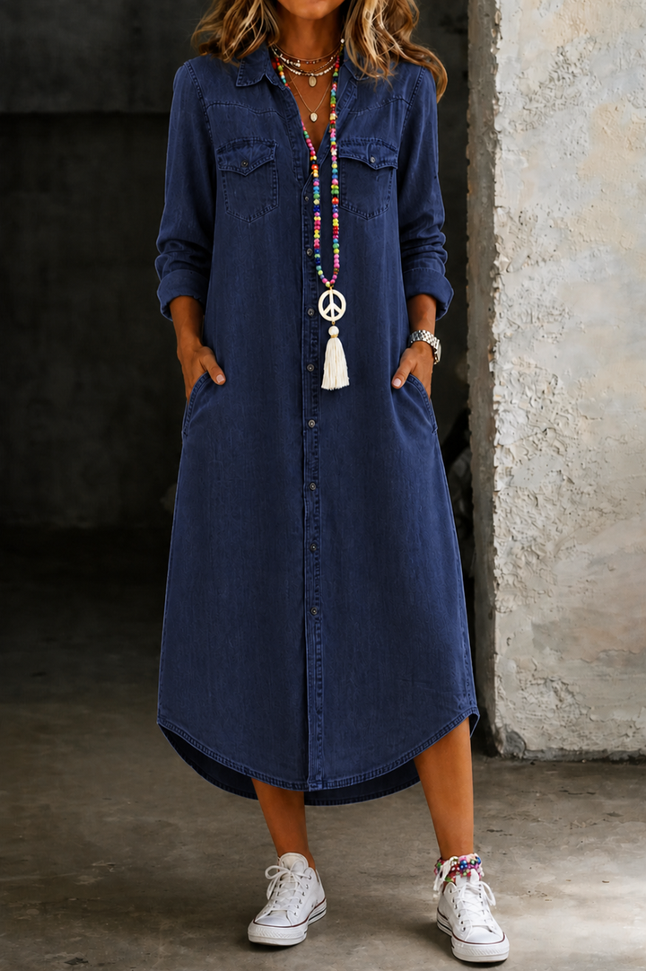 Helen | Casual Elegant Long Denim Shirt Dress