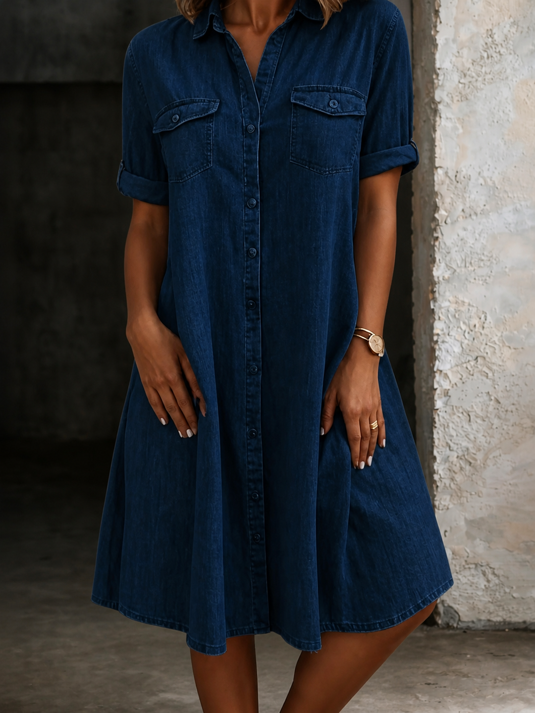 Patricia | Casual Denim Style Midi Dress