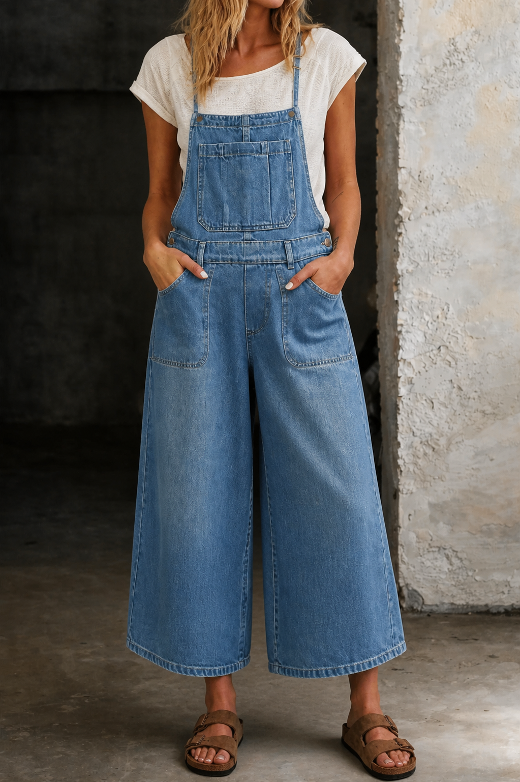 Elizabeth | Wide Leg Suspender Jumpsuit