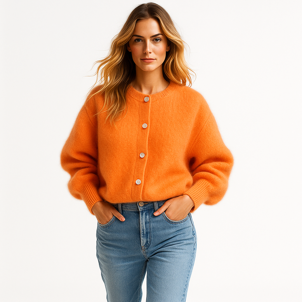 Button-Front Cardigan Sweater for Women