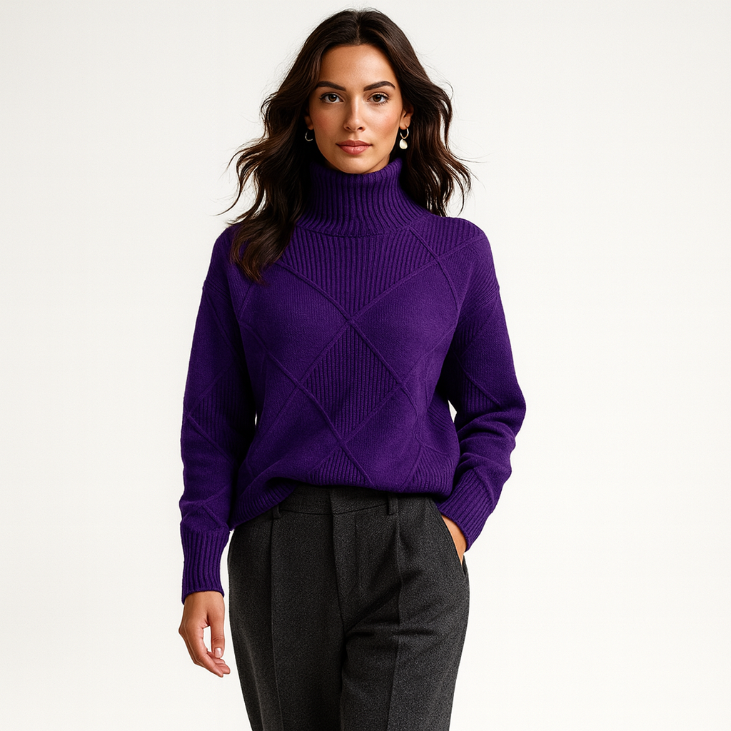 Turtleneck Knit Sweater for Women