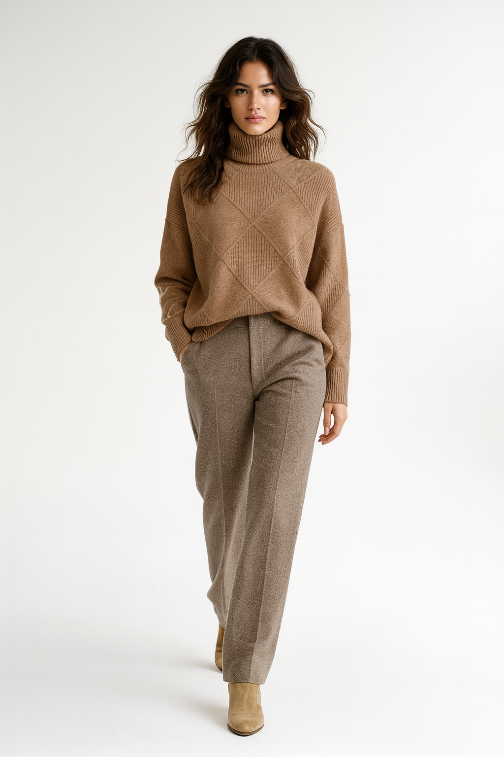 Turtleneck Knit Sweater for Women