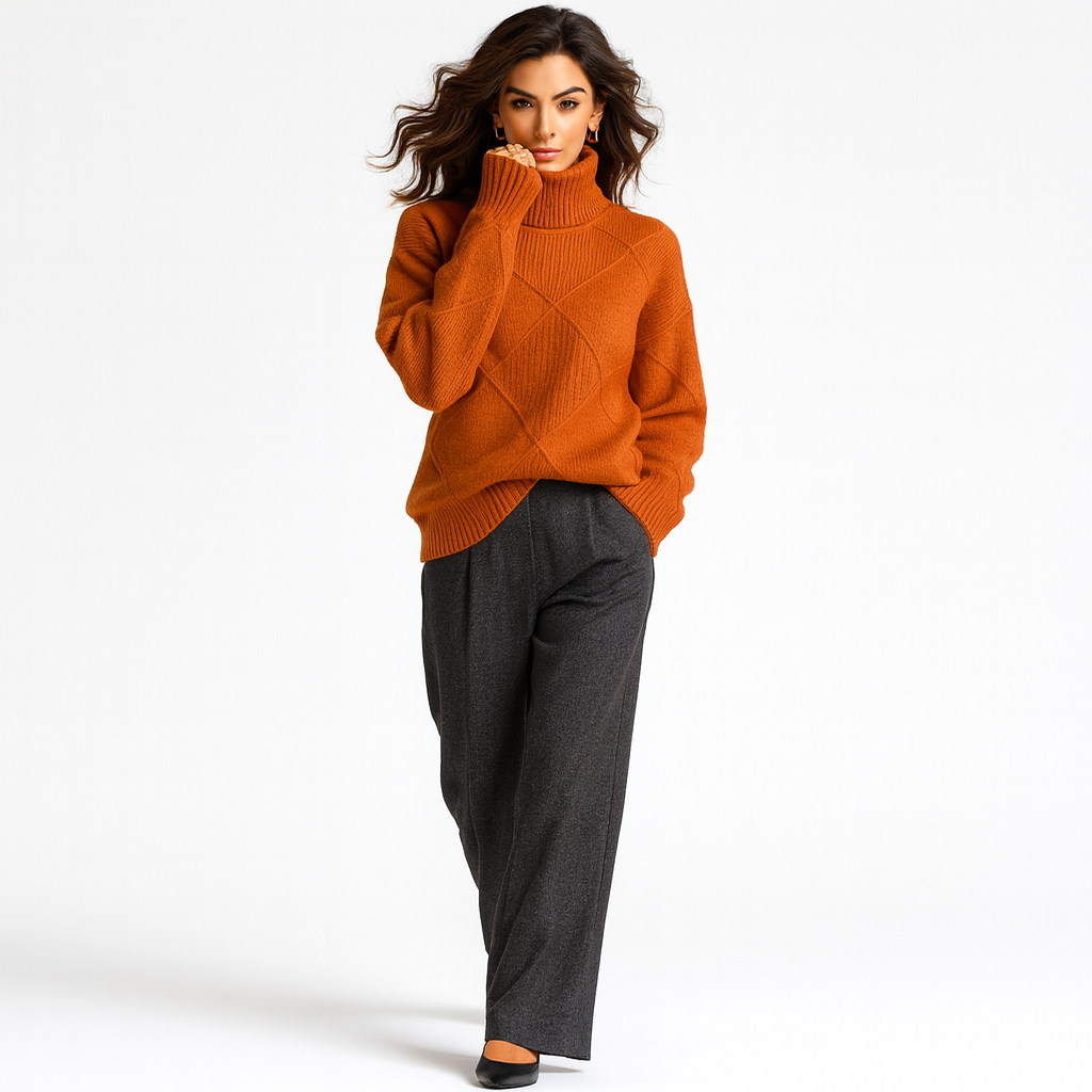 Turtleneck Knit Sweater for Women