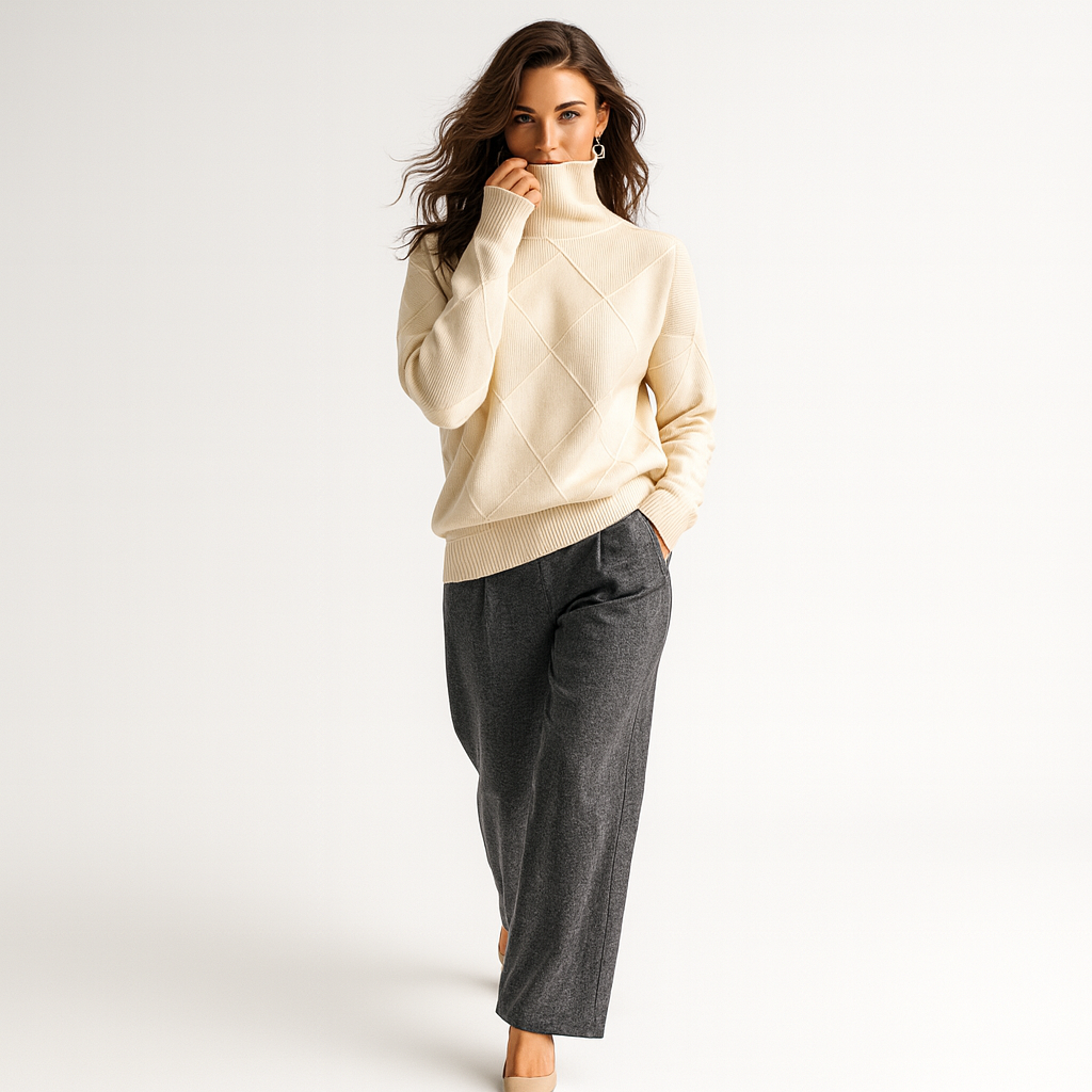 Turtleneck Knit Sweater for Women