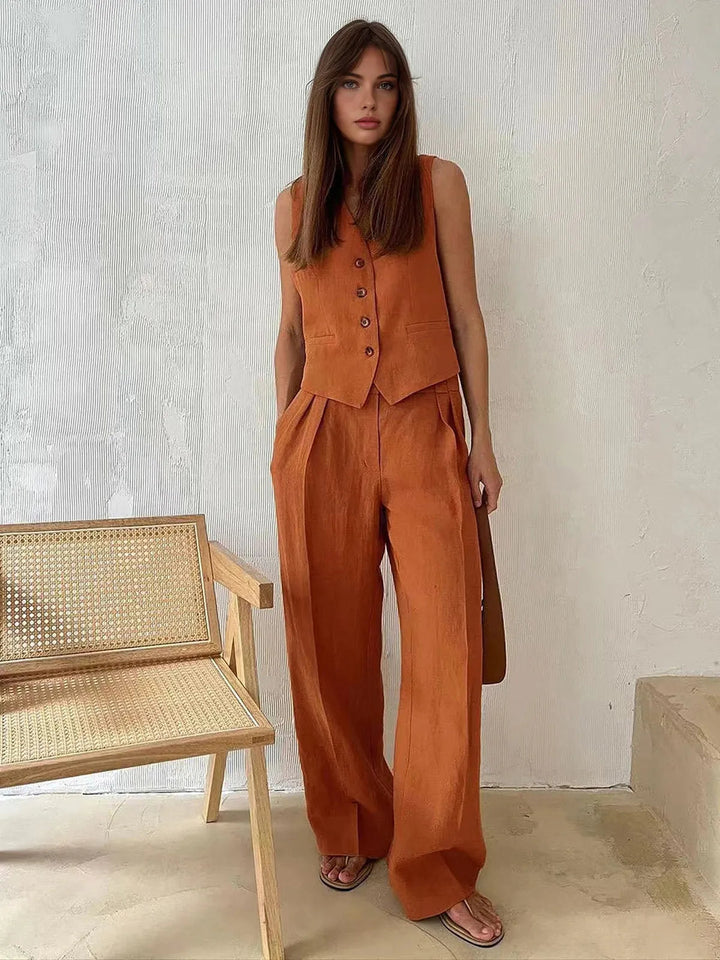 Linen and Cotton Two-Piece Outfit