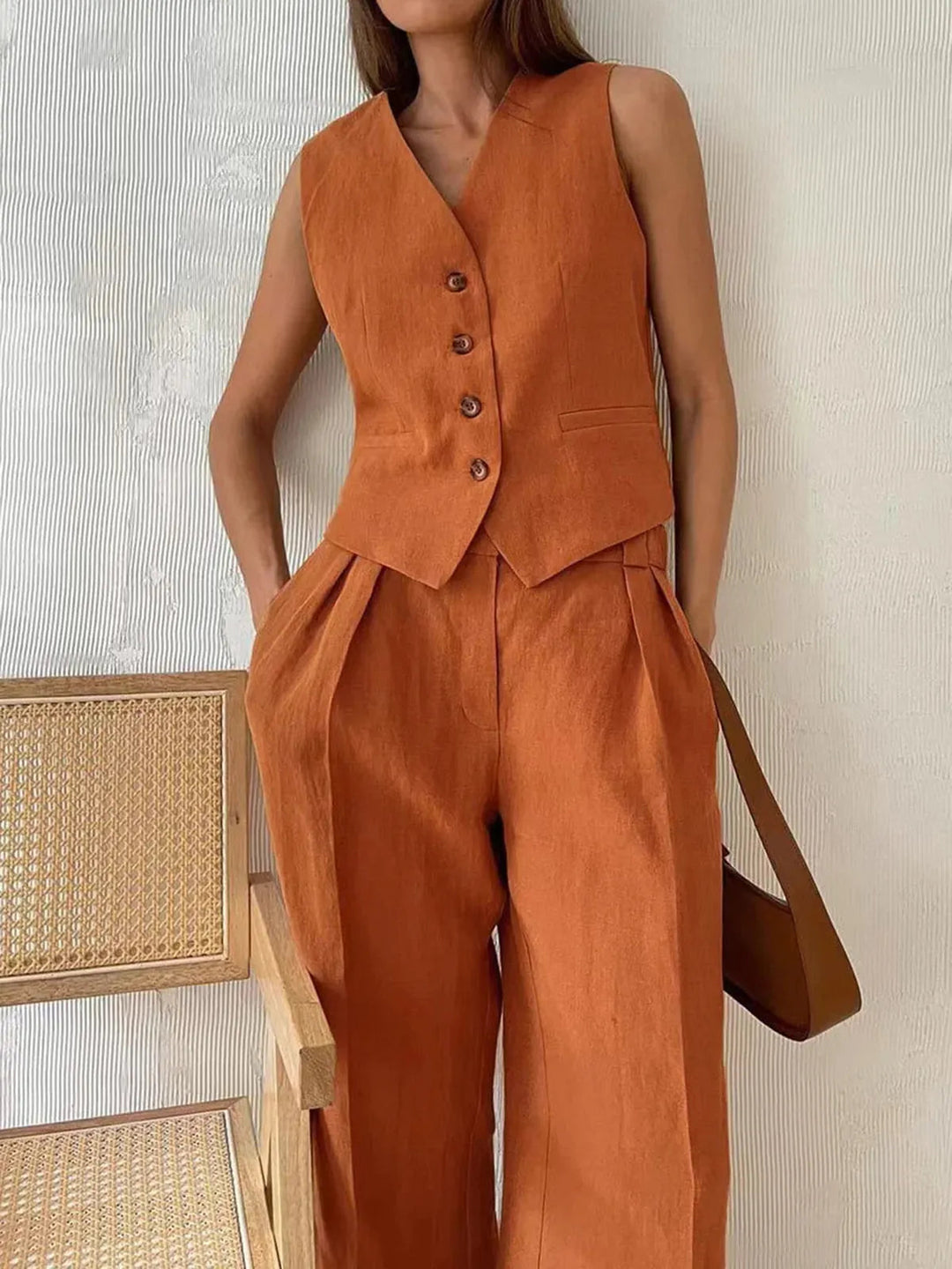 Linen and Cotton Two-Piece Outfit