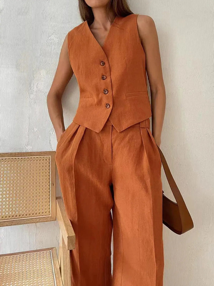 Linen and Cotton Two-Piece Outfit