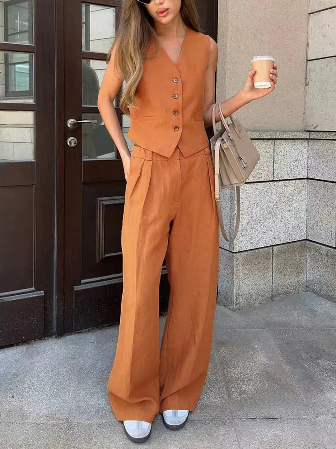 Linen and Cotton Two-Piece Outfit
