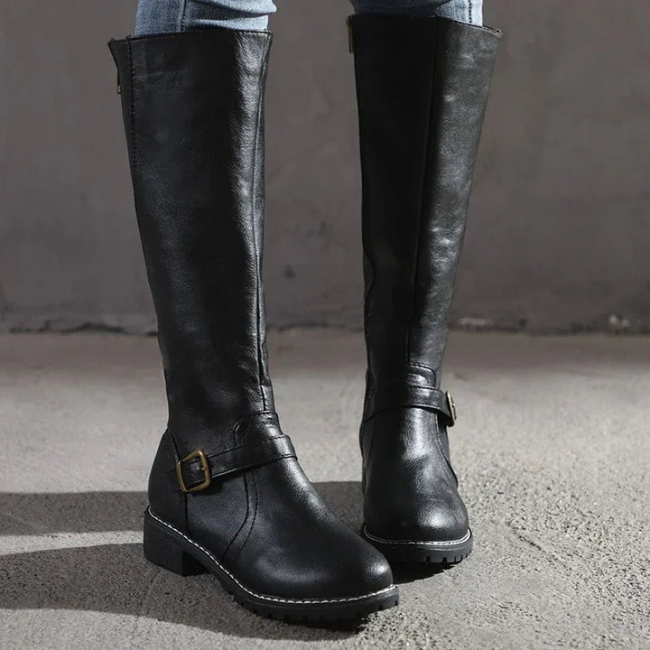 Women's Leather Boots with Comfortable Fit and Non-Slip Rubber Sole - Versatile Everyday Walking Boots with Zipper Closure