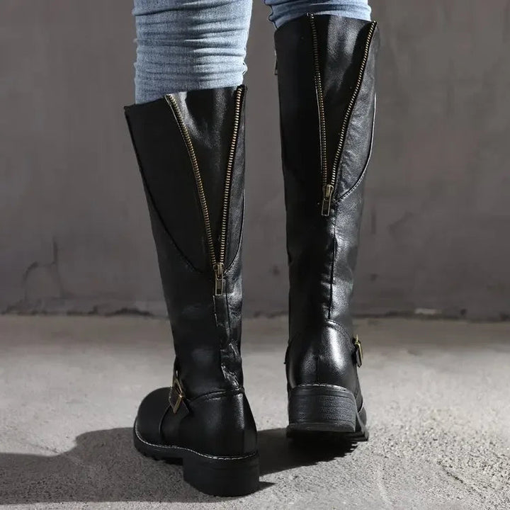 Women's Leather Boots with Comfortable Fit and Non-Slip Rubber Sole - Versatile Everyday Walking Boots with Zipper Closure