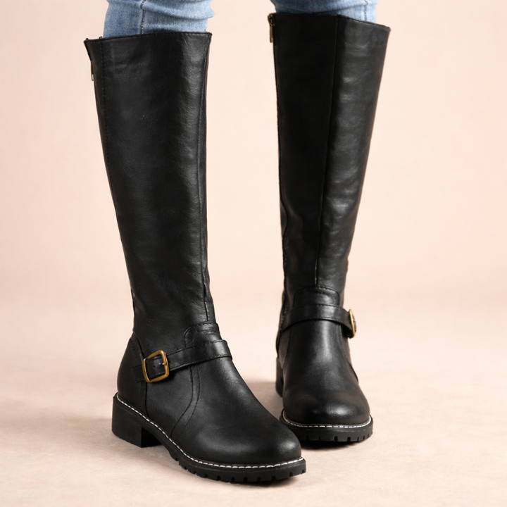 Women's Leather Boots with Comfortable Fit and Non-Slip Rubber Sole - Versatile Everyday Walking Boots with Zipper Closure