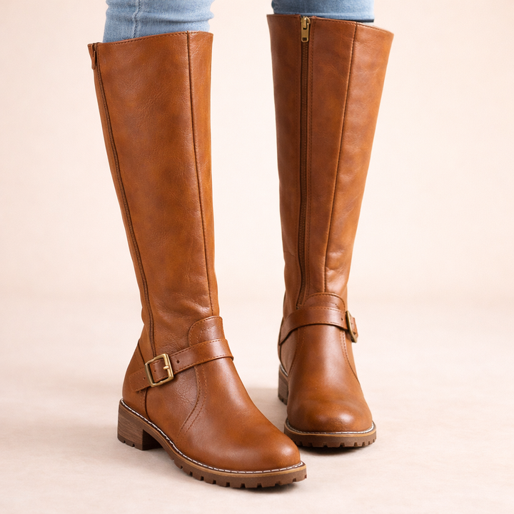 Women's Leather Boots with Comfortable Fit and Non-Slip Rubber Sole - Versatile Everyday Walking Boots with Zipper Closure