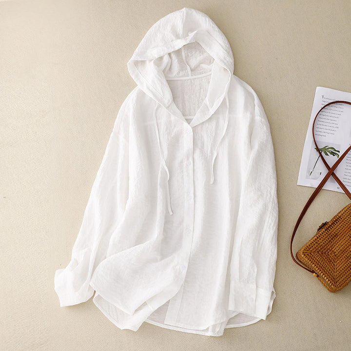 Ava Women's Lightweight Linen Pullover Hoodie