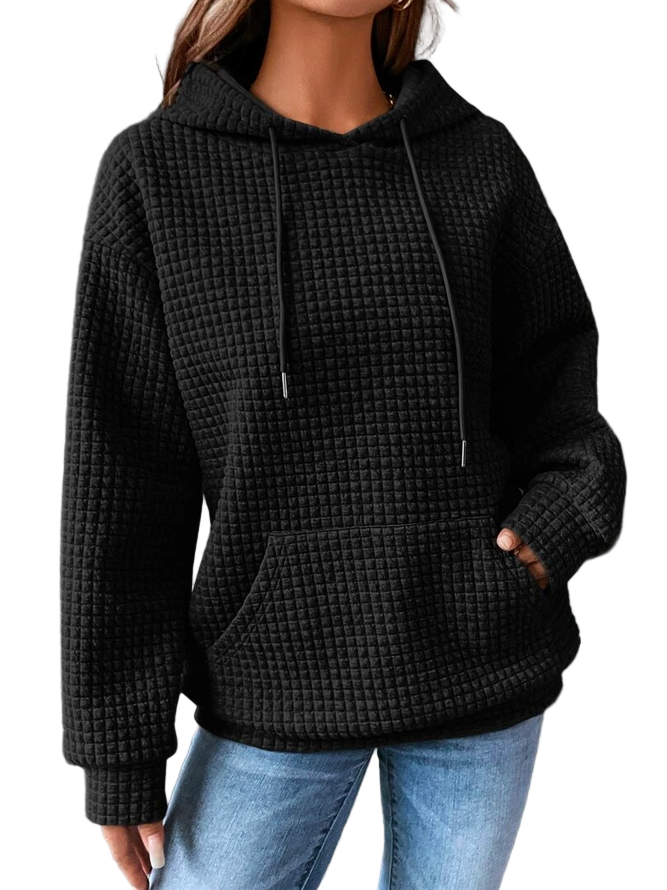 Elegant Textured Long-Line Hoodie | Structured Embossed Fabric