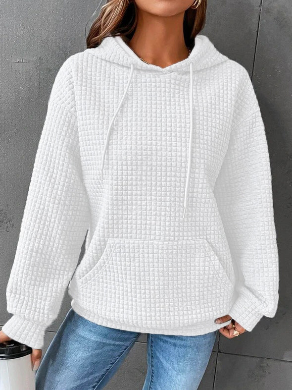 Elegant Textured Long-Line Hoodie | Structured Embossed Fabric