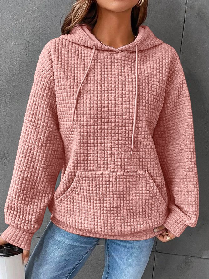 Elegant Textured Long-Line Hoodie | Structured Embossed Fabric