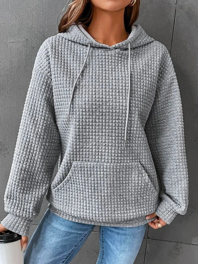 Elegant Textured Long-Line Hoodie | Structured Embossed Fabric
