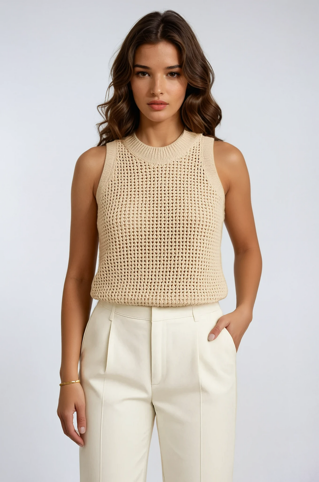 Solid Knit Sleeveless Top