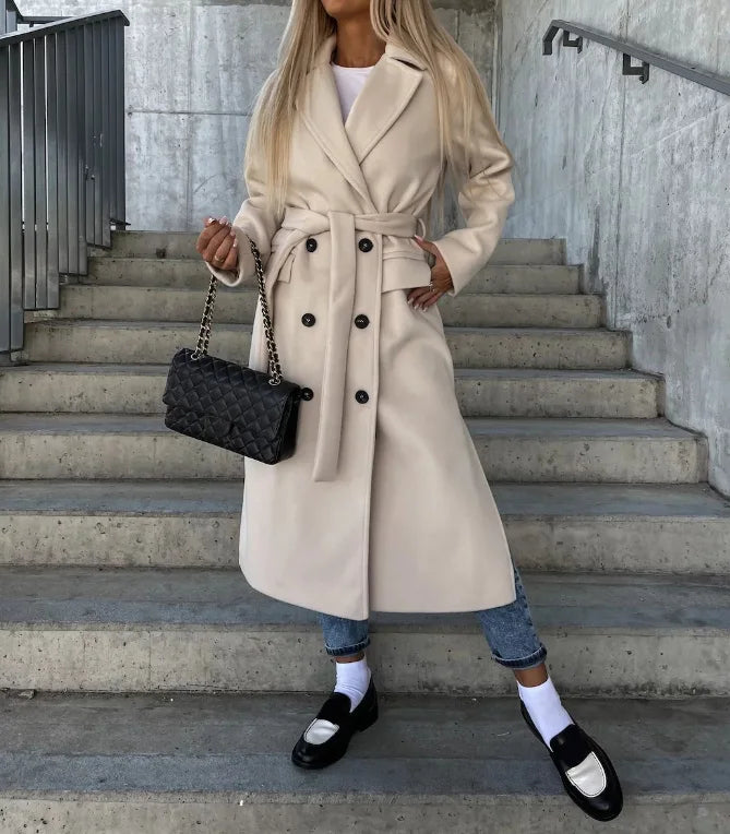 Classic Women's Double-Breasted Overcoat