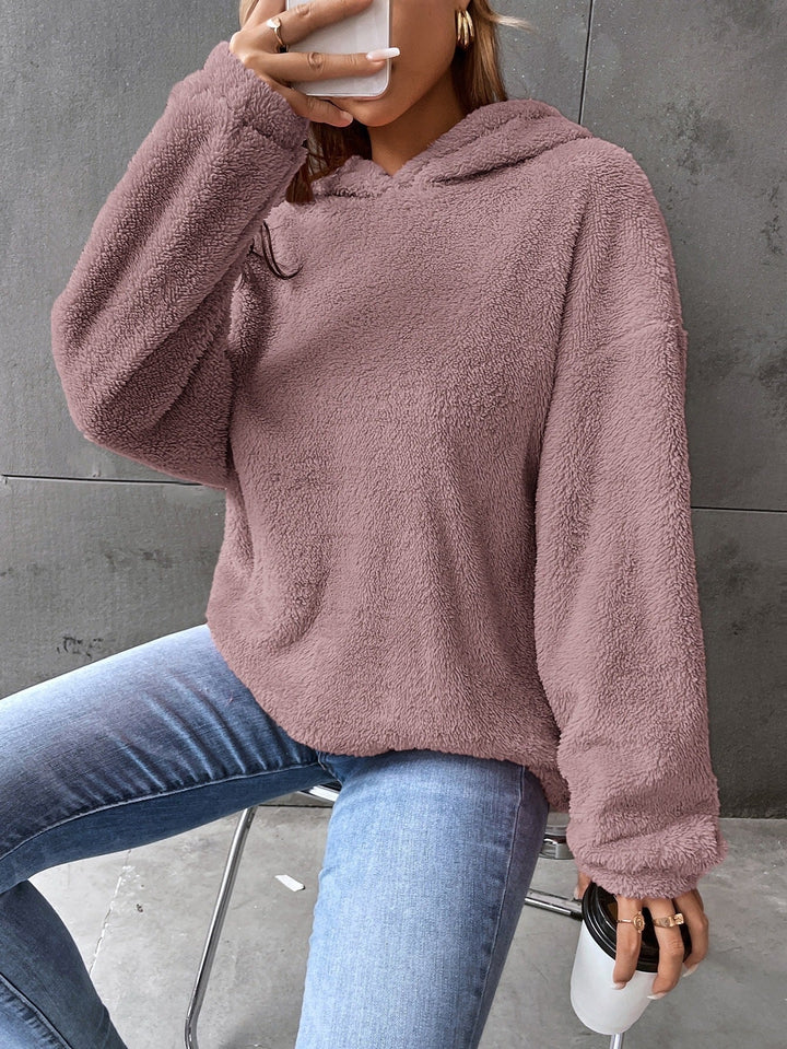 Women's hoodie - Fleece pullover - Short model - Comfortable fit - Long sleeves