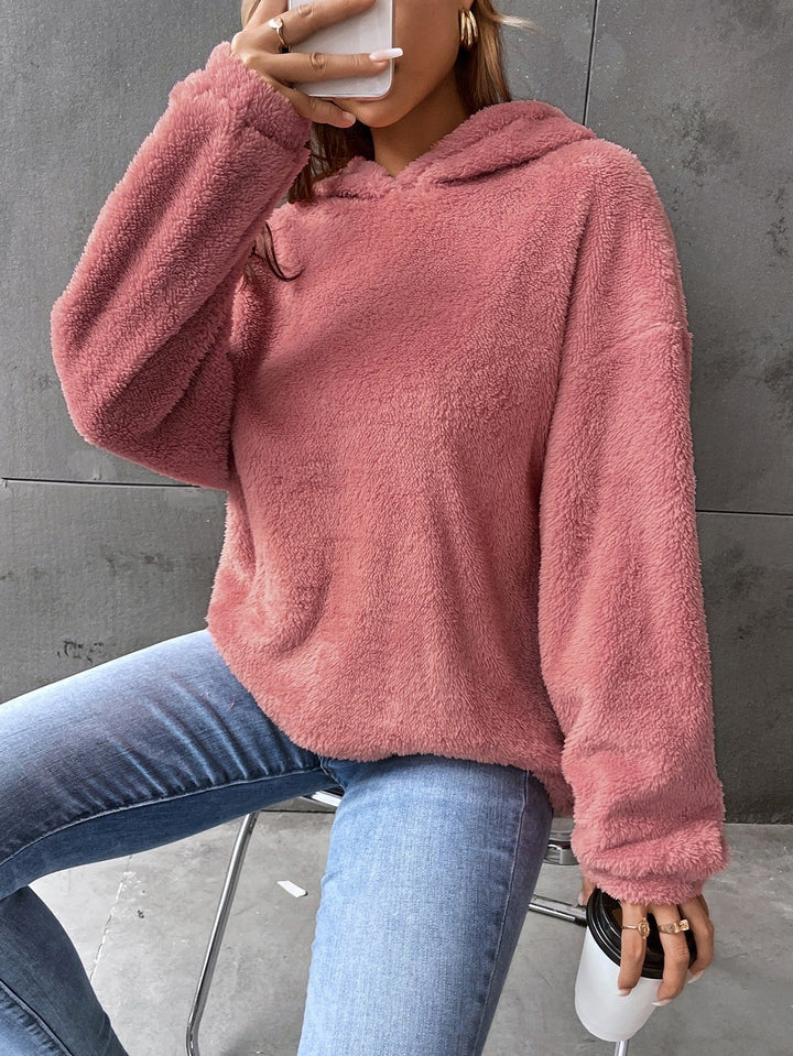 Women's hoodie - Fleece pullover - Short model - Comfortable fit - Long sleeves