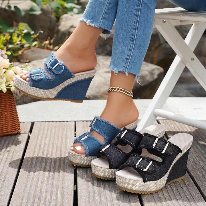 Atelier | Fray Edge Wedge Sandals