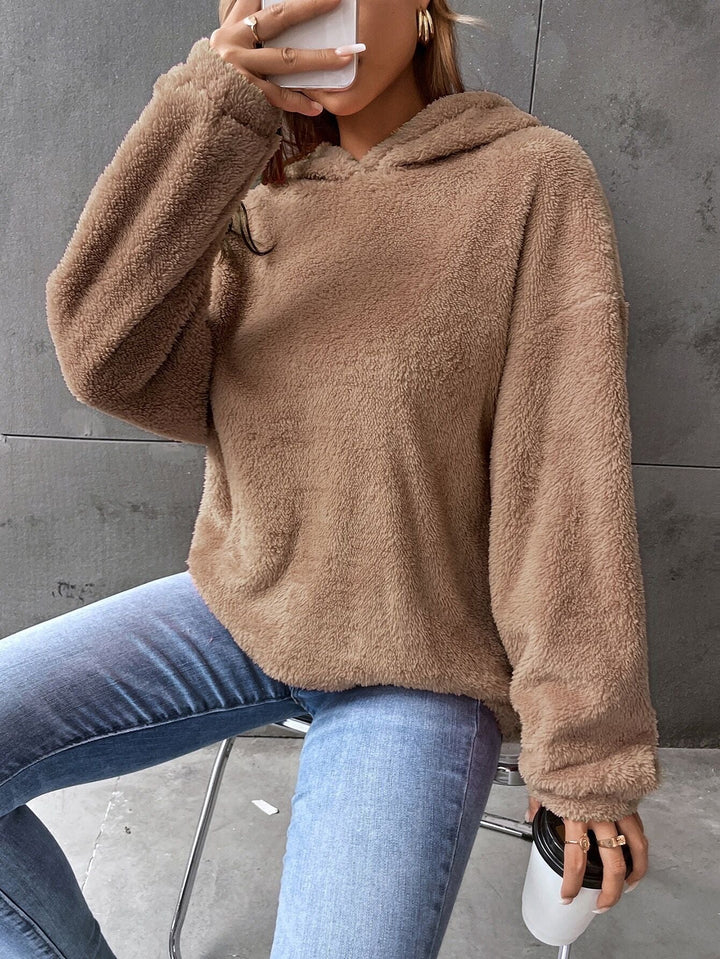 Women's hoodie - Fleece pullover - Short model - Comfortable fit - Long sleeves