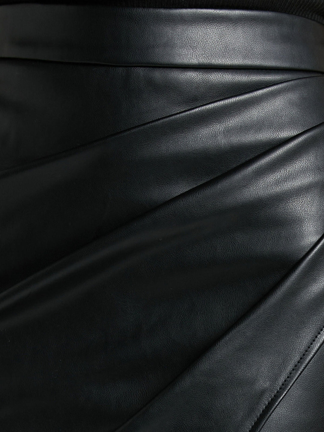 Pleated Faux Leather Split Skirt for Women