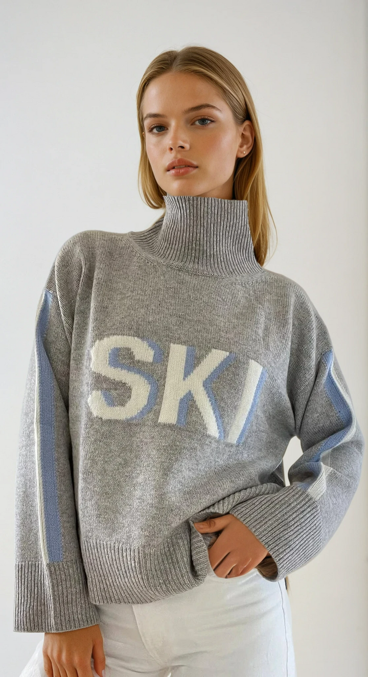 Vintage-Inspired Turtleneck Sweater for Skiing