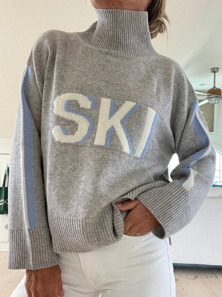 Vintage-Inspired Turtleneck Sweater for Skiing