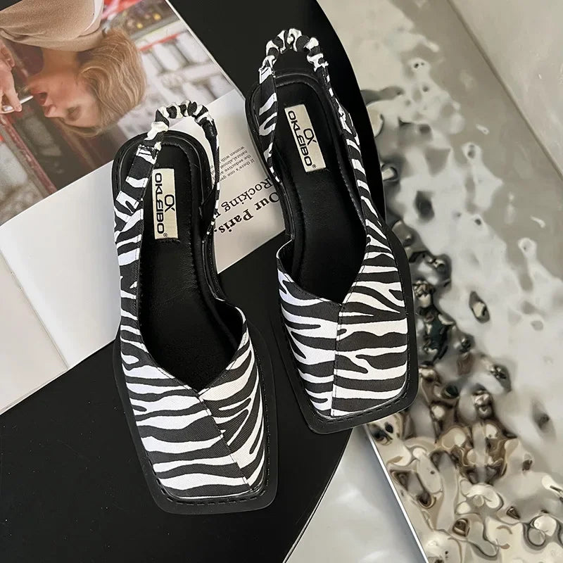 Emma Modern Square-Toe Sling Back Shoes