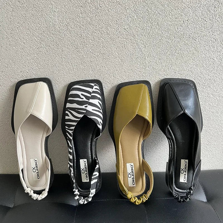 Emma Modern Square-Toe Sling Back Shoes