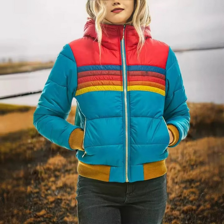 Chloe Vintage-Inspired Striped Insulated Coat