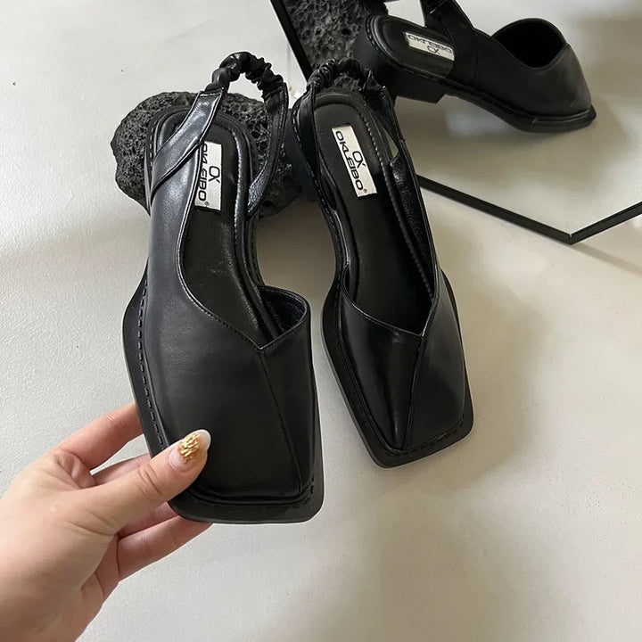 Emma Modern Square-Toe Sling Back Shoes