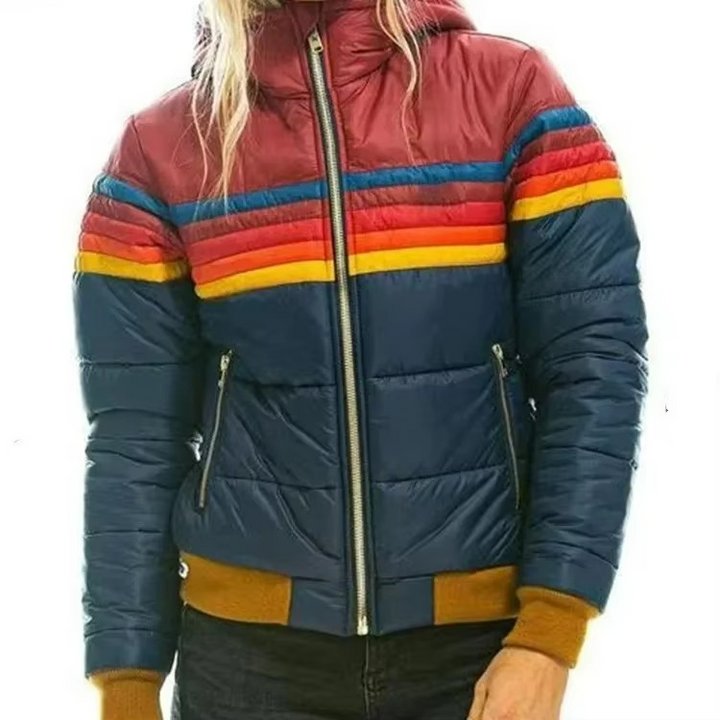 Chloe Vintage-Inspired Striped Insulated Coat