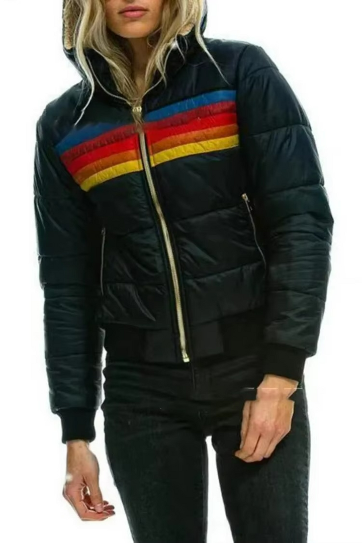 Chloe Vintage-Inspired Striped Insulated Coat