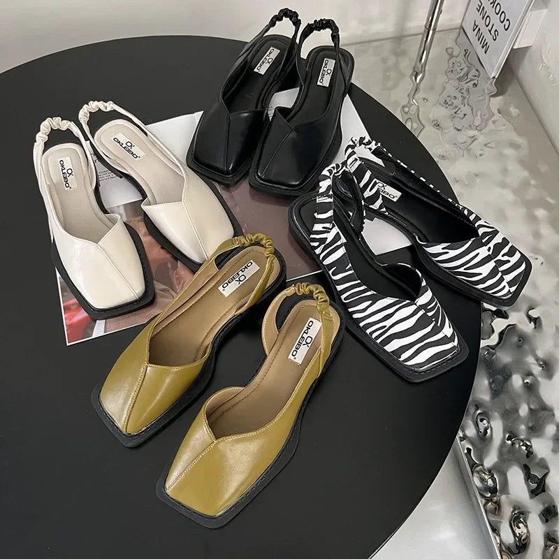 Emma Modern Square-Toe Sling Back Shoes