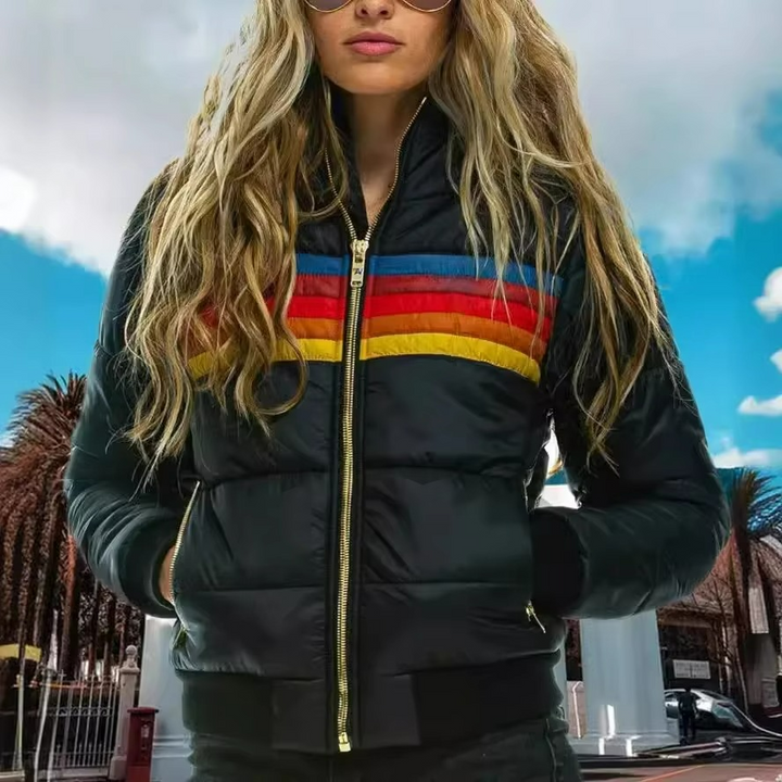 Chloe Vintage-Inspired Striped Insulated Coat