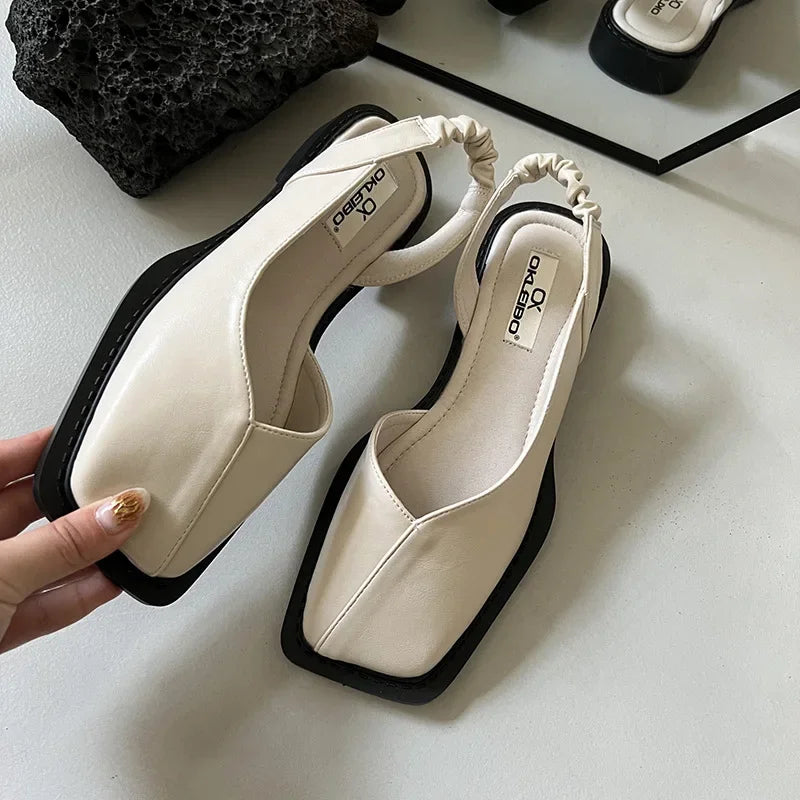 Emma Modern Square-Toe Sling Back Shoes