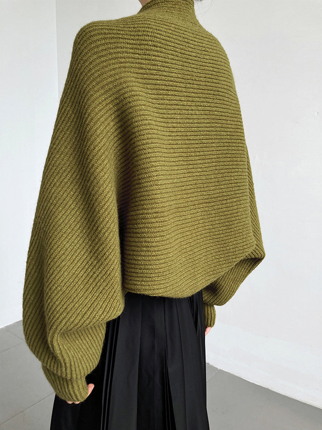 Women's Olive Shrug with Balloon Sleeves