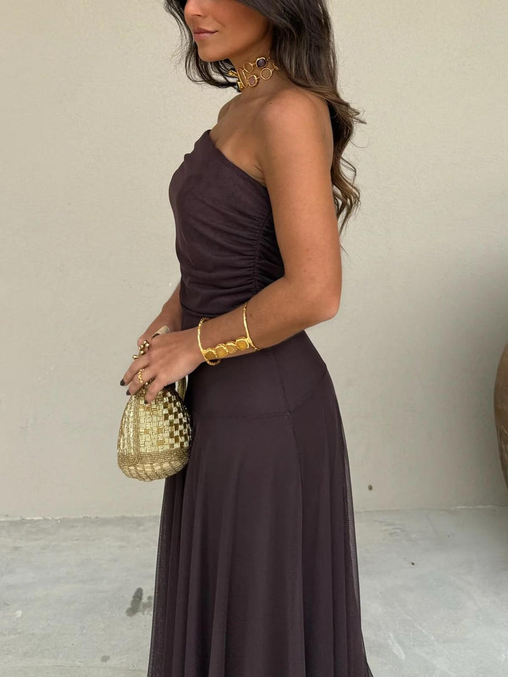 Ella's Elegant Chiffon Full-Length Dress